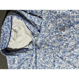 Maelreg Performance Polo Men's Blue Floral and Paisley All Over Shirt - Size XL